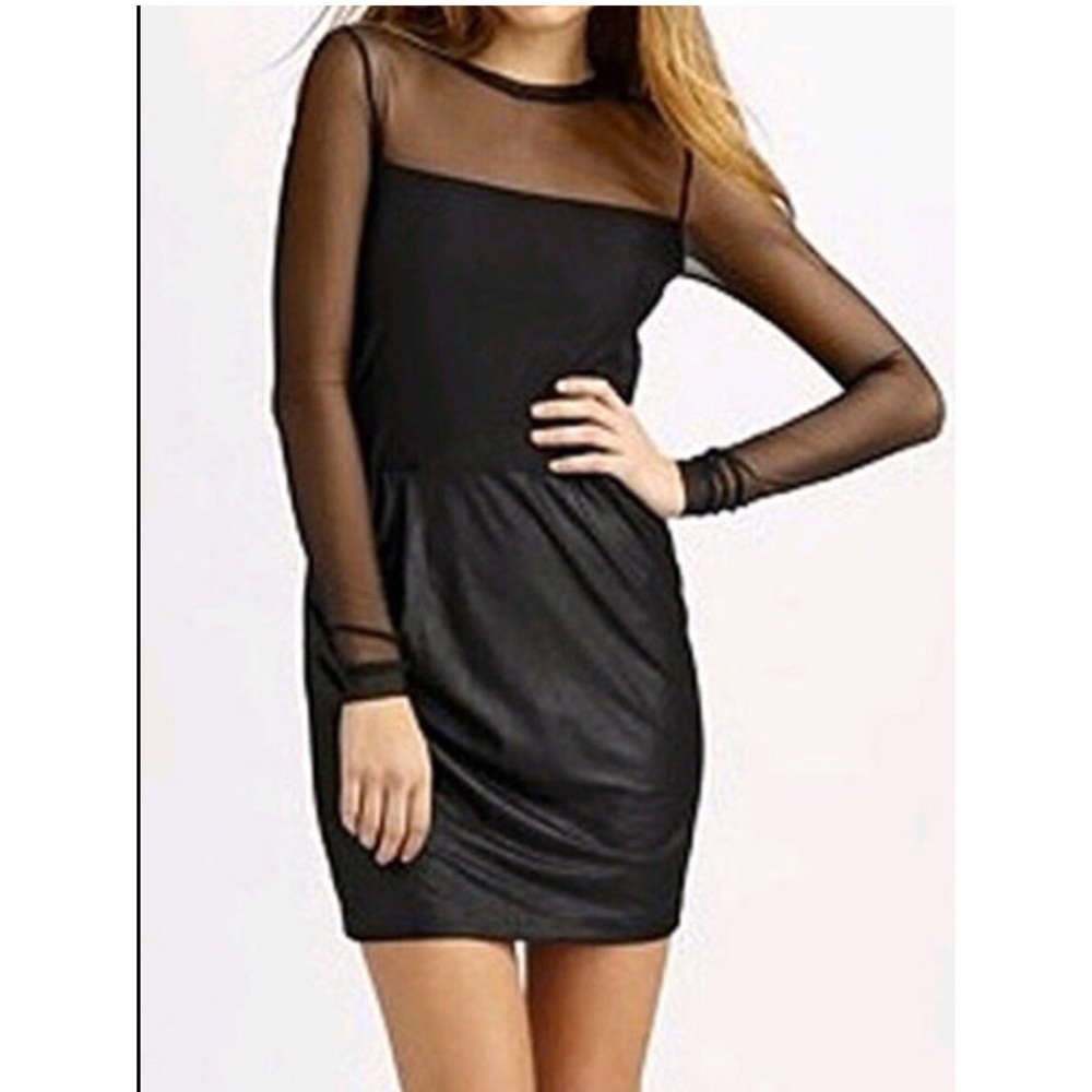 Black BCBG Max Azria sheer long sleeve dress